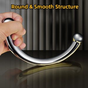 MEYILA Double-Ended Dildo, Massage Wand Sex Anal Plug G Spot Metal Anal Bead, Solid Metal Curved Dual Ended Masturbation Adult S