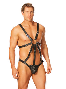 Leather Harness With Attached Pouch - Black - One Size