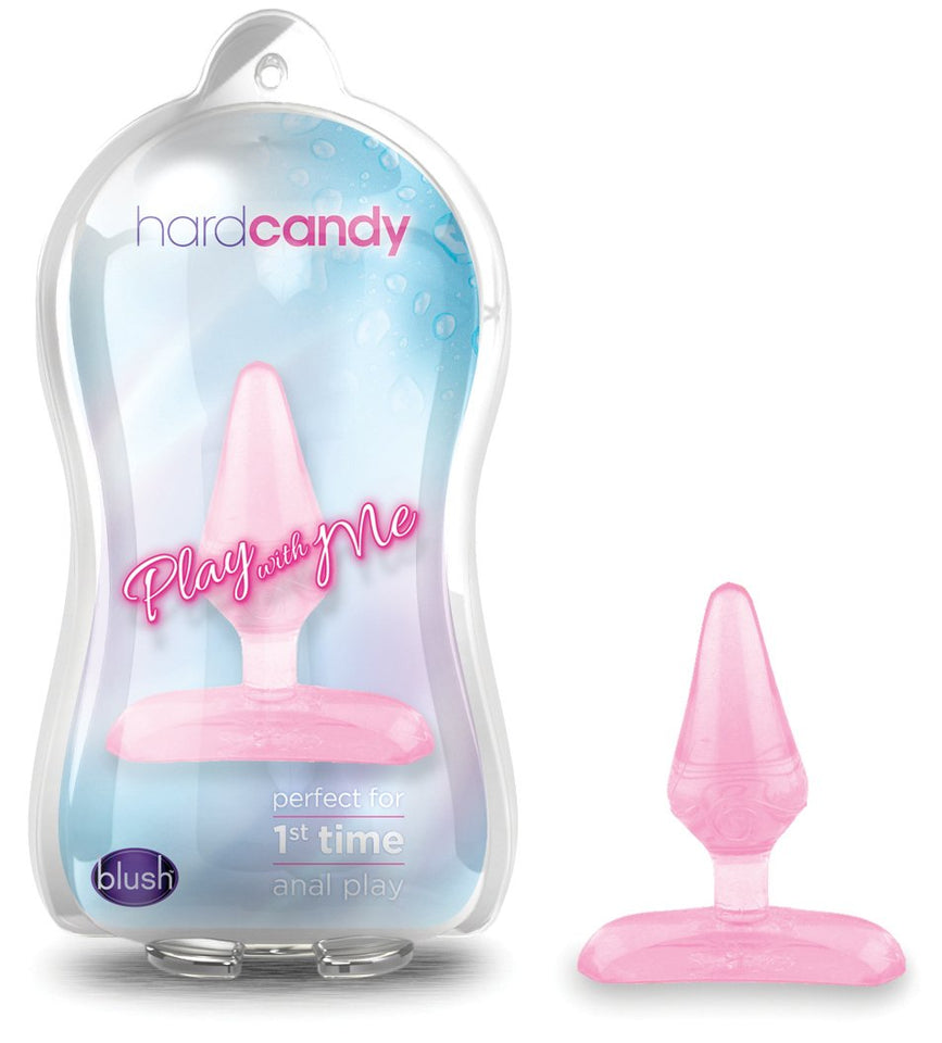 Blush Play with Me Hard candy  Small Beginner Anal Butt Plug  Tapered Head for Easy Insertion  Base Anchors Plug Outside The 