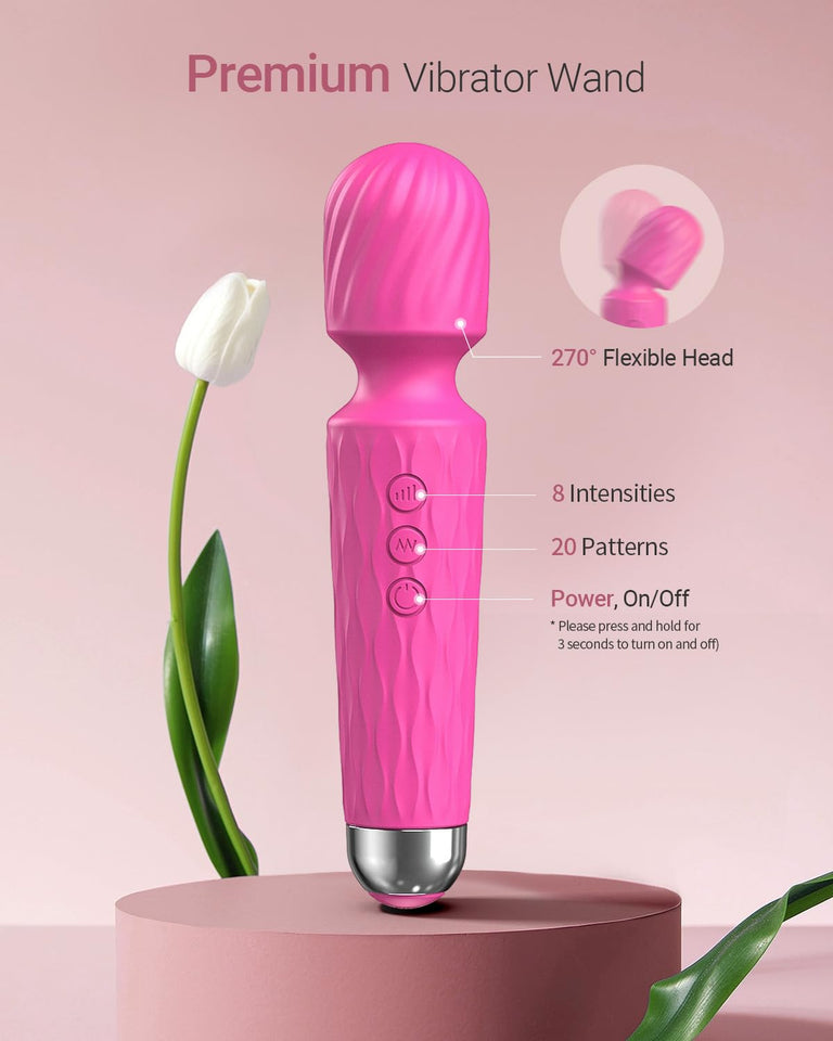 Vibrator Wand, Female Adult Sex Toys, Vibrators for Her, Wand Massager, Clit Stimulator Sex Toy, Dildo, with 8 Speeds of Pleasur