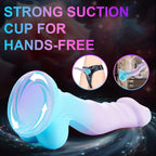 8 Inch Silicone Realistic Dog Canine Thin Dildo for Beginners Gay, 7'' Blue Purple Colorful Fantasy Slim Dildo with Suction Cup,