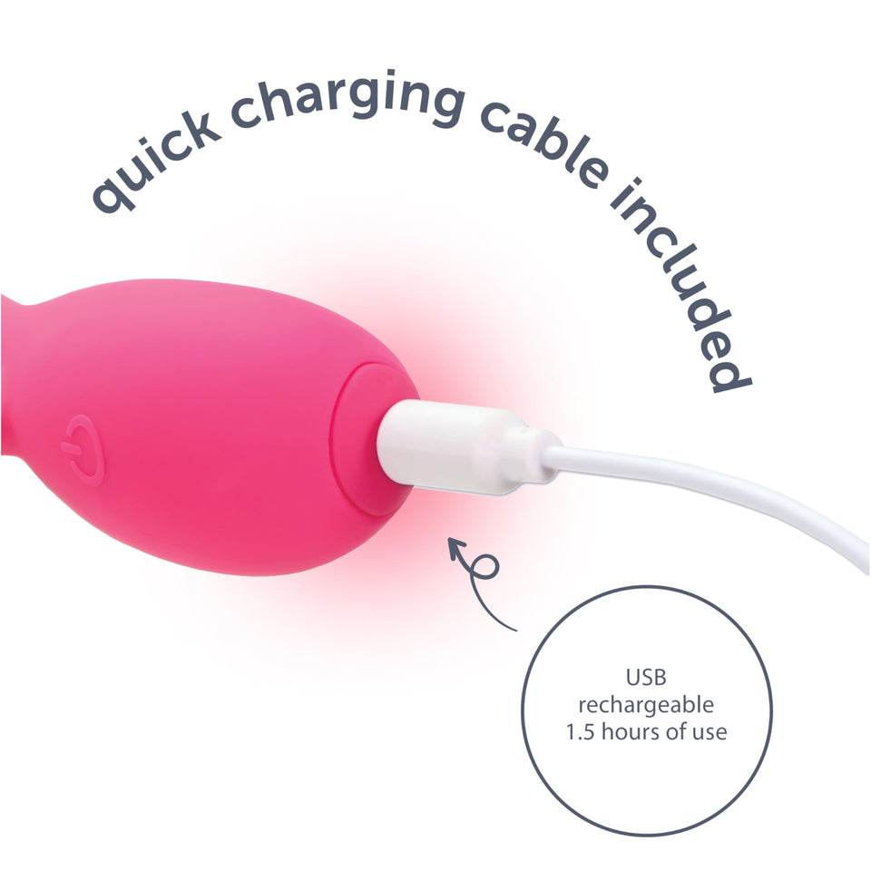 plusOne Dual Rabbit Vibrator Personal Massager, 10 Vibration Settings, Body-Safe Silicone, Waterproof, USB Rechargeable, for Wom