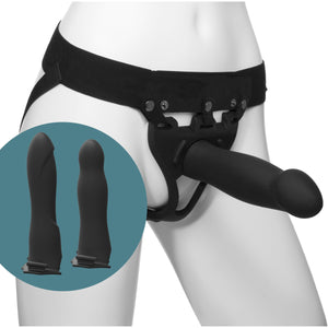 Doc Johnson Body Extensions  Be Ready  Hollow Strapon System  Silicone Harness With Elastic Waist Band And 3 Hollow Dildos