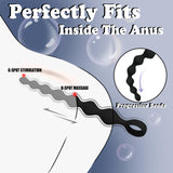 8.2-Inch Anal Beads Butt Plug with Pull Ring, Beginner 's Design G-Spot Stimulator with 7 Progressive Beads, Soft Silicone Prost