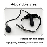 Inflatable Mouth Gag Bound Gag Leather Bondage Gag Masks,BDSM Lockable Panel Gag Adjustable Inflatable Dildo Gag Silicone Whit L