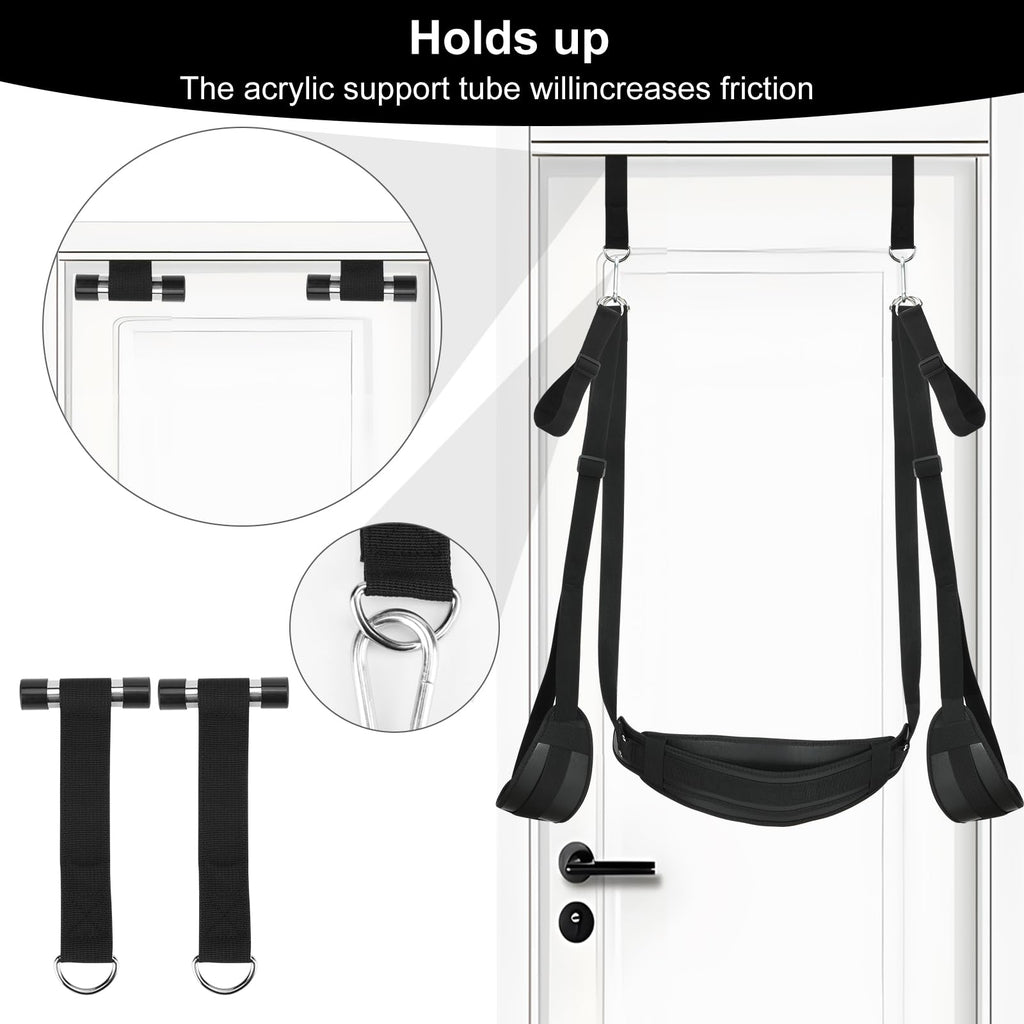 BDSM Door Sex Toys Sex Swing Bondage Slave Leather Soft Plush Sex Slings with Adjustable Straps, Hanging Door Handcuffs Leg Rest
