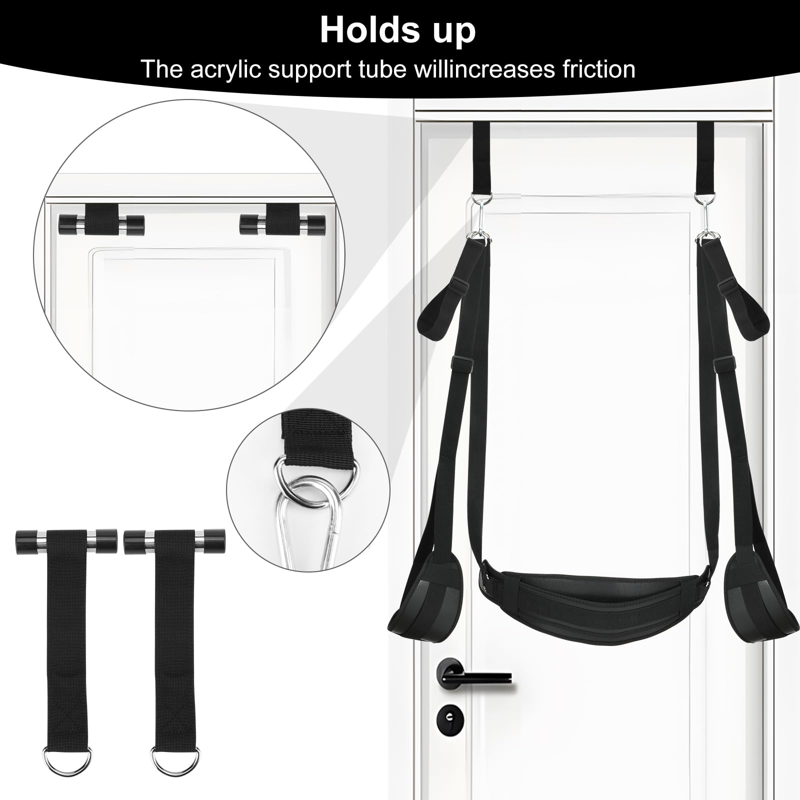 BDSM Door Sex Toys Sex Swing Bondage Slave Leather Soft Plush Sex Slings with Adjustable Straps, Hanging Door Handcuffs Leg Rest