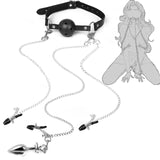 itfmypn Sex Bondage BDSM Bondaged Restraints Set Sex Toy with Breathable Ball Gag Nipple Clamp Clitoris Clip & Analplug Included