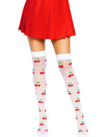 Spandex sheer polka dot cherry thigh highs.
