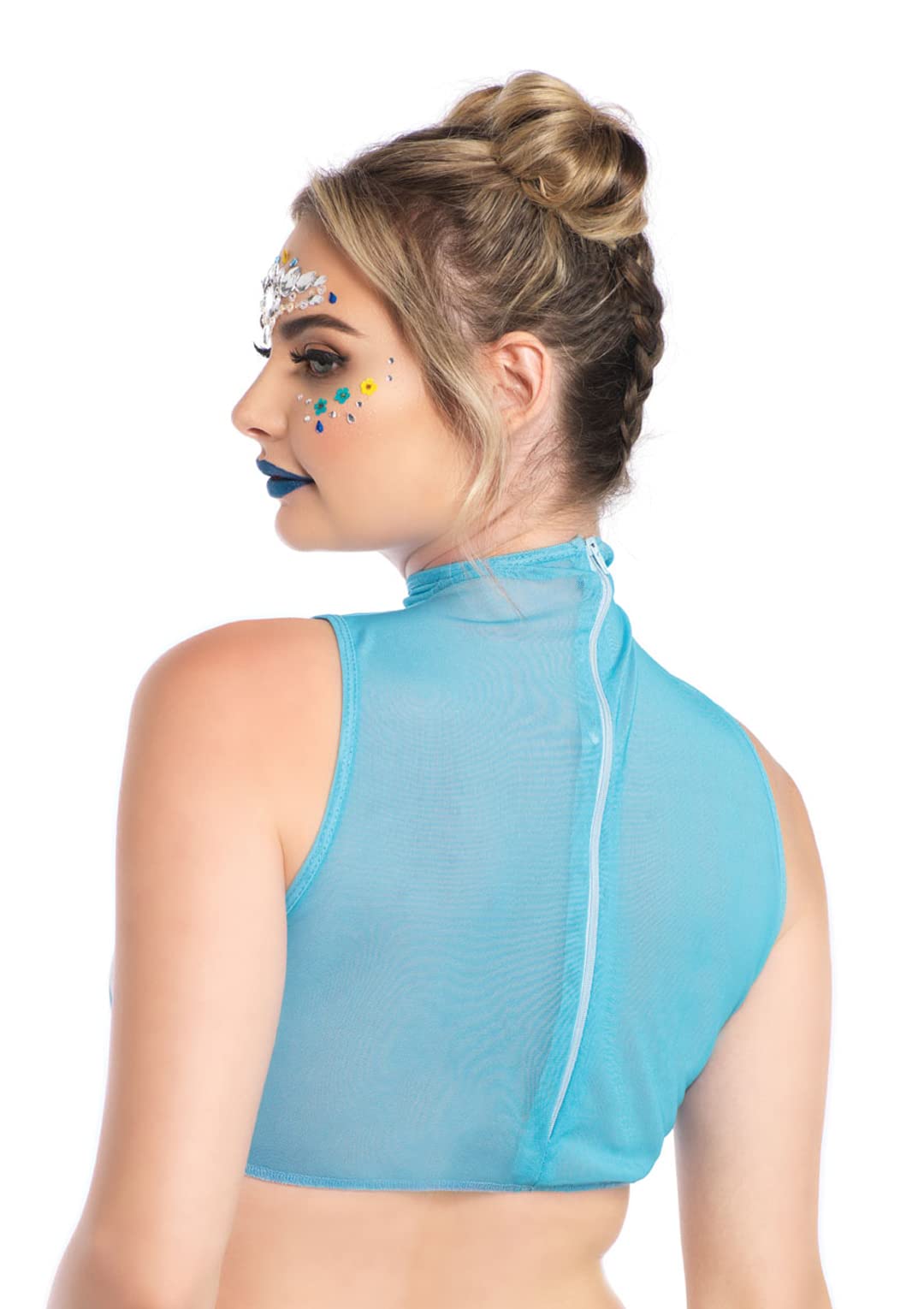 Daisy High Neck Mesh Crop Top