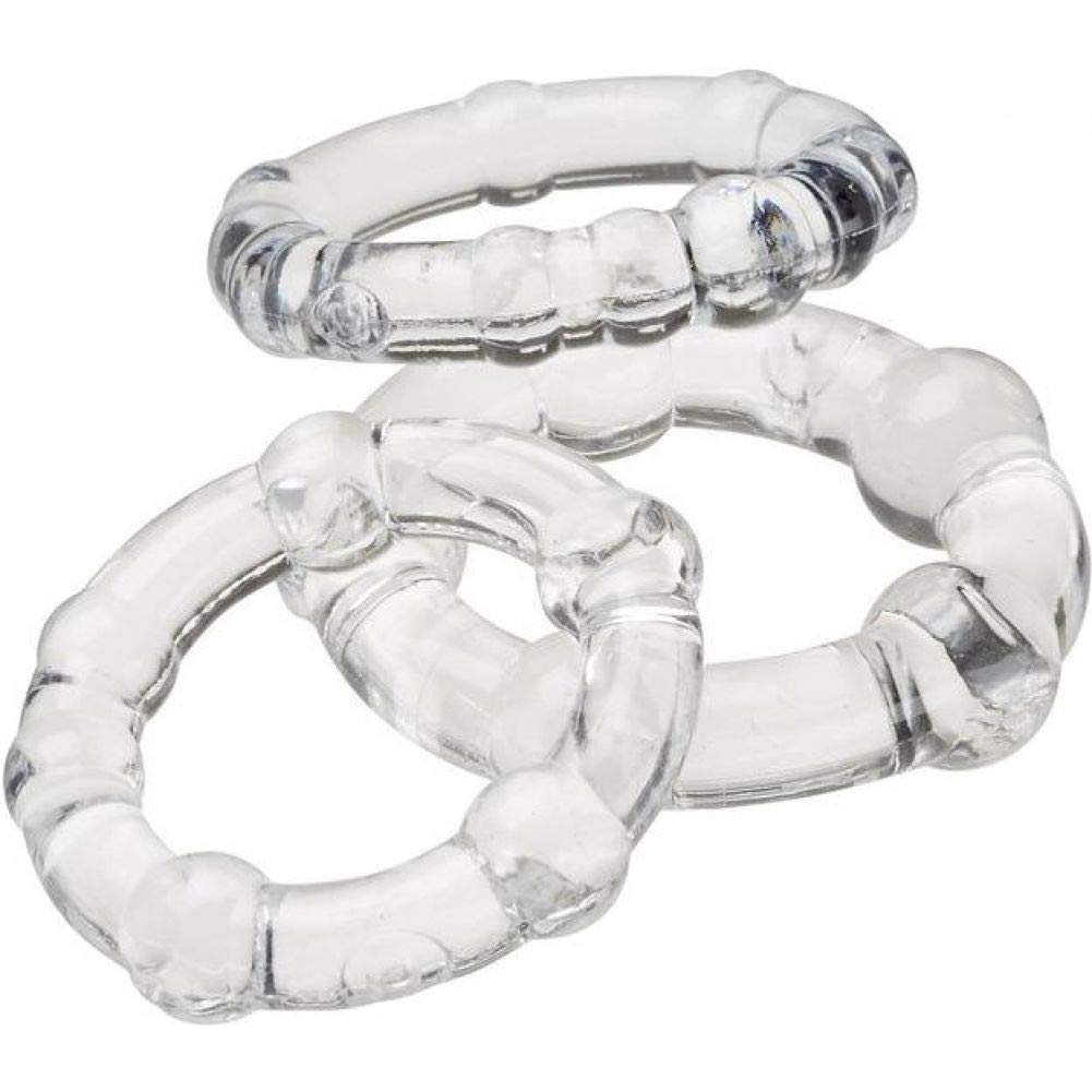Cloud 9 Beaded C-Ring Penis Bands 3 Sizes Pack Clear