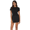 Hanes Womens Originals 2-Piece Lounge, Supersoft Cropped Baby Doll Tee & Sleep Shorts Loungewear Set, Black/Black, Medium