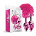 Global Novelties LLC 78878: Nixie Metal Butt Plug Set Pom & Jewel Metallic Pink