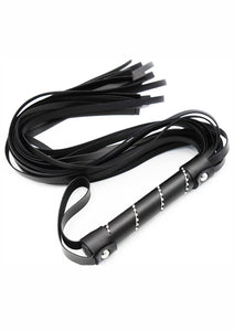 Premium Sex Whip with Rhinestones for Bedroom Play, Faux Leather Floggers Adult Play, BDSM Whip for Spanking, Black