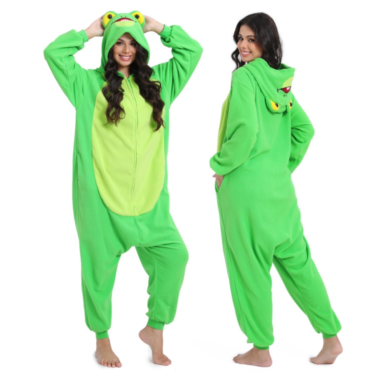 Wishliker Adult Frog Onesie Animal Pajamas Halloween Cosplay Costume Women Men One Piece