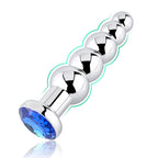 Anal Beads, Blue Jewelry Metal Butt Plug Anal Trainer with 5 Graduated Balls Fetish Kinky Sex Toys Love Tools for Couple Lover