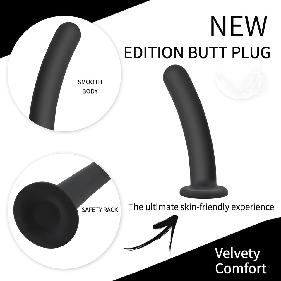 Dildo Anal Plug Trainer Kit, 3 Sizes Butt Plug Anal Toys Silicone Black Dildo with Strong Suction Cup Prostate Vaginal G Spot Se
