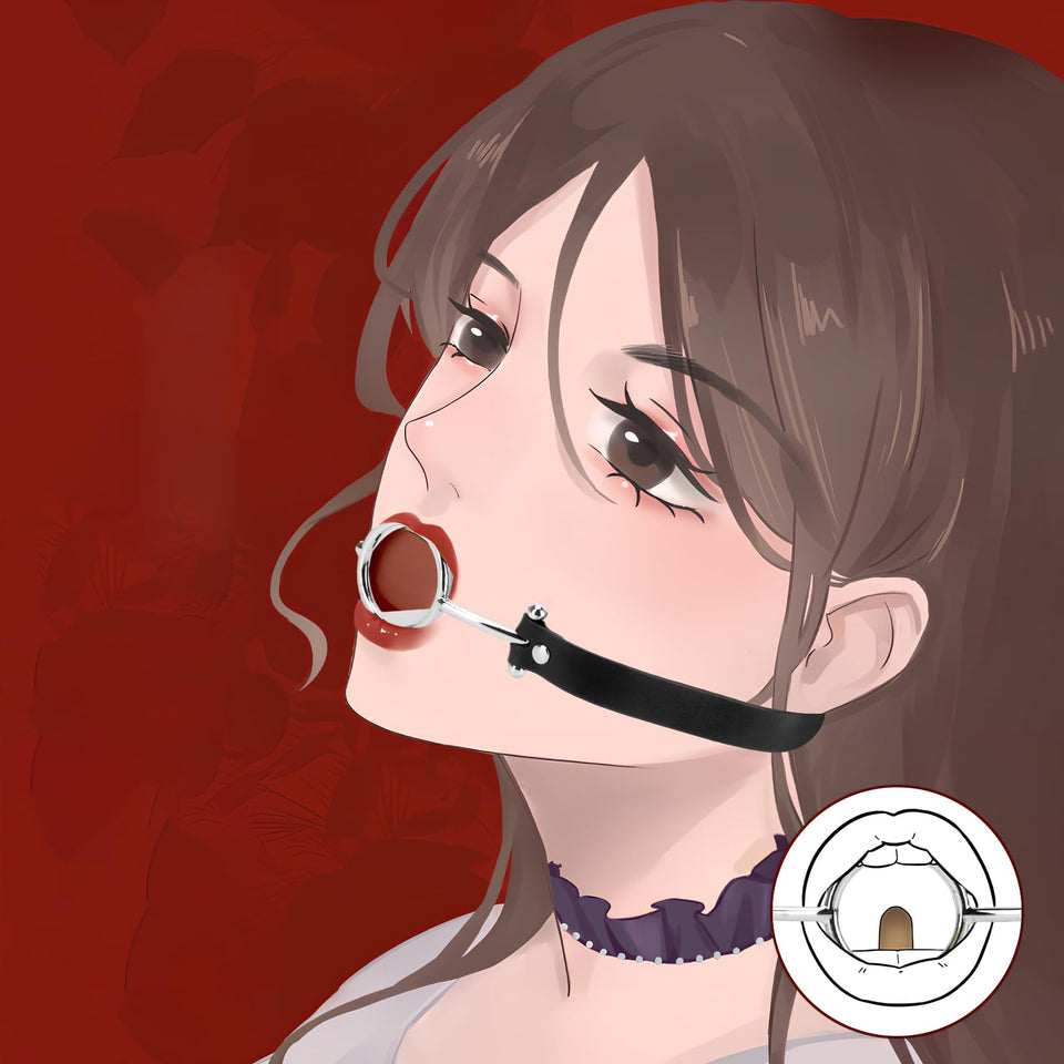 ReptiLeisure Metal Open Mouth Gag BDSM Oral O Ring Gag Bondage Restraints for Female Flirting Tongue Depressor (Silver)