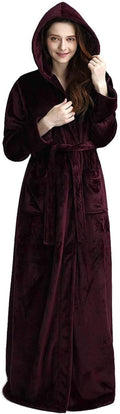 Artfasion Robes for Women with Hood Long Soft Warm Full Length Bathrobes Luxurious Plush Fleece Winter Robes