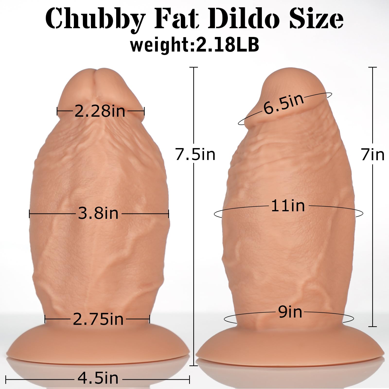 3.8 ' ' Diameter Huge Thick Anal Dildo, 7.5 Inch Huge Silicone Girth Dildo Butt Plugs with Strong Suction Cup & No Balls for Dee