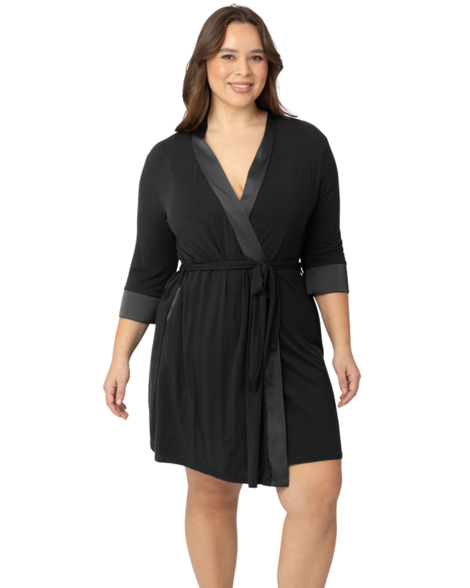 Kindred Bravely Emmaline Maternity & Nursing Robe Hospital Bag/Delivery Essential (Black, Small/Medium)