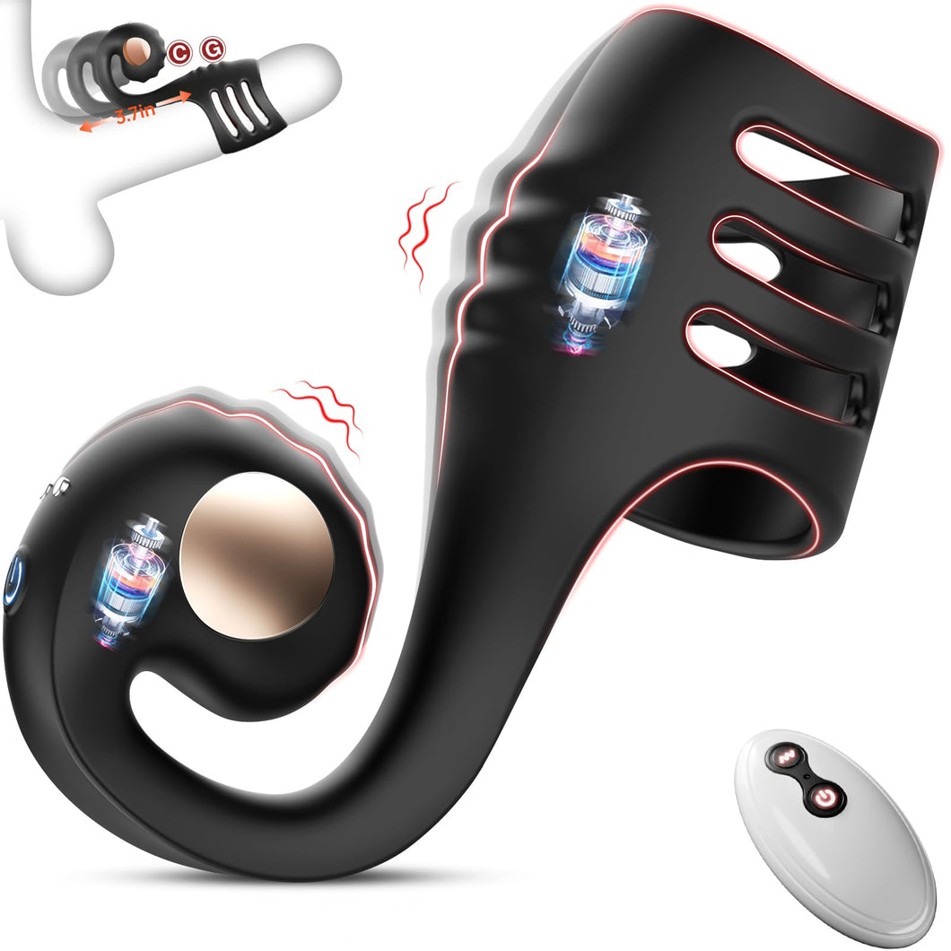 FYSHAVO Penis Ring Vibrator for Couples - Vibrating Cock Ring Sleeve with Snail-Shaped Vibrator Male Sex Toys, 10 Modes Remote C