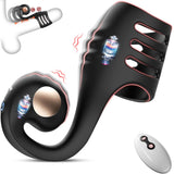 FYSHAVO Penis Ring Vibrator for Couples - Vibrating Cock Ring Sleeve with Snail-Shaped Vibrator Male Sex Toys, 10 Modes Remote C