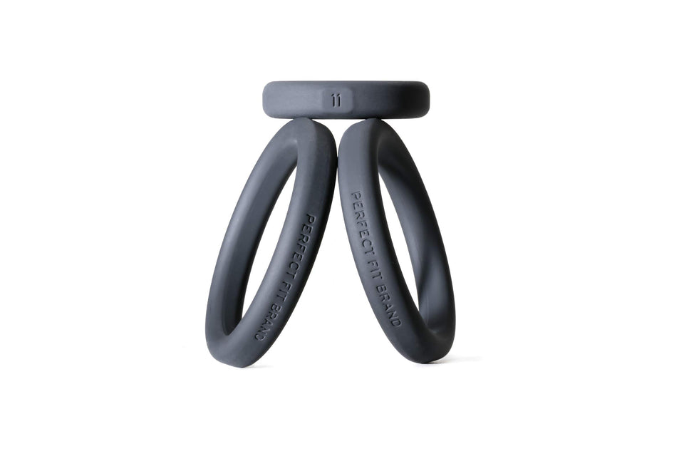 Perfectfit Brand Xactfit Play Zone Cock Ring Kit  Stackable  Silicone  Multiple Sizes  Firm Fit  Durable  Set Of 9 Rings With S