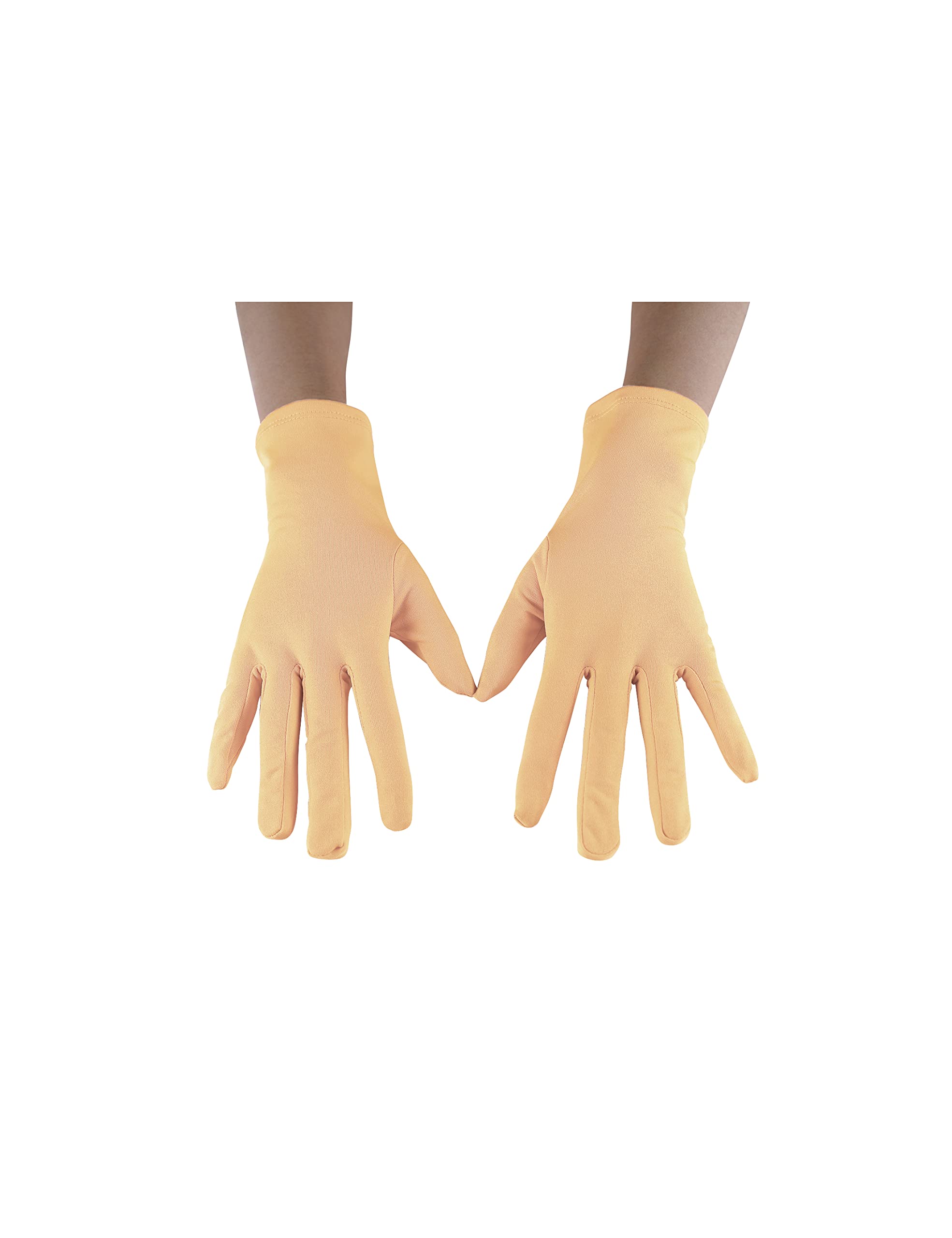 Seeksmile Adult Spandex Gloves Wrist Length Halloween Cosplay Costume Glove (Free Size, Beige)