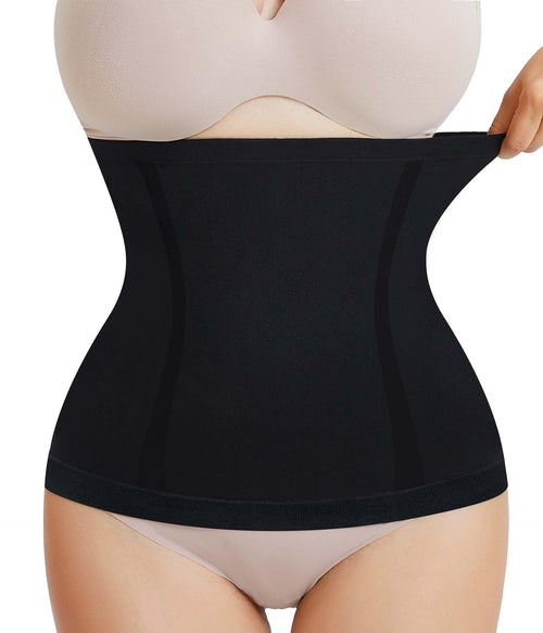 AOSBOEI Waist Trainer Shapewear Tummy Control Waist Cincher Girdle Body Shaper Postpartum Recovery Belt Belly Band Wrap (Black, 