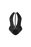Dreamgirl Women'S Lingerie Stretch Mesh Teddy With Clasped Wrist Restraints, Black, One Size Queen