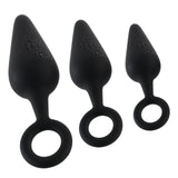 Silicone Anal Plug Training Kit with Safe Pull Ring, 3pcs Butt Plug Trainer Set,Anal Sex Toy Trainer Kit for Beginners Men Women