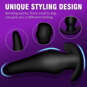 Silicone Anal Plug,Pack of 4 Silicone Anal Plugs Training Set with Flared Base Prostate Sex Toys for Beginners Advanced Users(Co