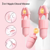 Nipple Clamps Adult Sex Toys, Nipple Vibrator Women Sex Toys with 12 Vibration & Tongue Licking Modes, Vibrating Nipple Toy Clit