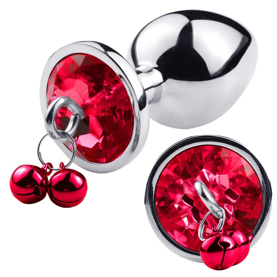 Anal Plug Trainer Kit, 3 PCS Metal Anal Butt Plugs, Jewelry Anal Trainer Sex Toys with Bell and Traction Chain for Beginners Adv