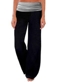 Gracyoga Womens Comfy Pajama Pants Wide Leg Lounge Palazzo Yoga Pants Stretch Casual Floral Print Fold Waist Pants