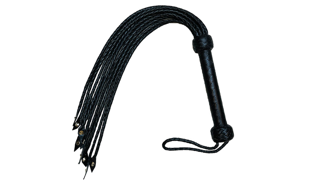 Generic Flogger Cat O Nine Braided 9 Tails Heavy Steel Studs Real Genuine Cow Hide Leather Floggers Valentine Day (Black)