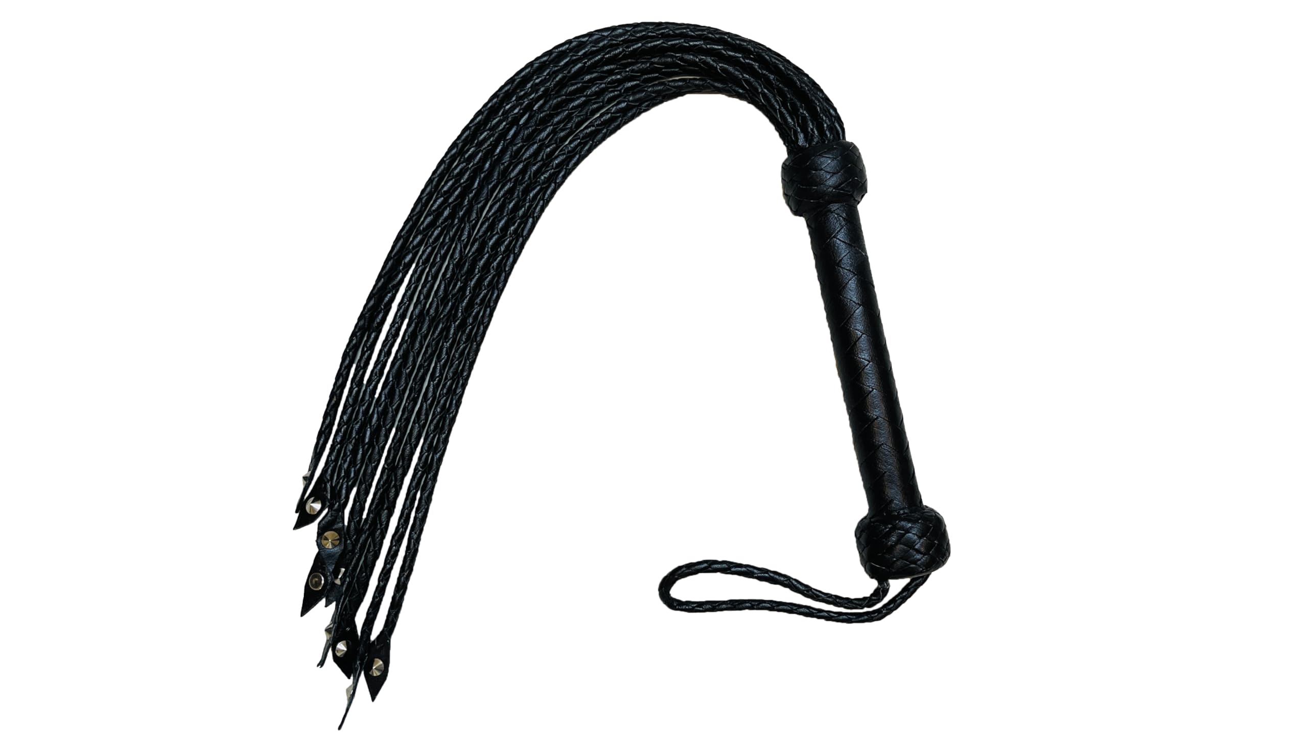 Generic Flogger Cat O Nine Braided 9 Tails Heavy Steel Studs Real Genuine Cow Hide Leather Floggers Valentine Day (Black)