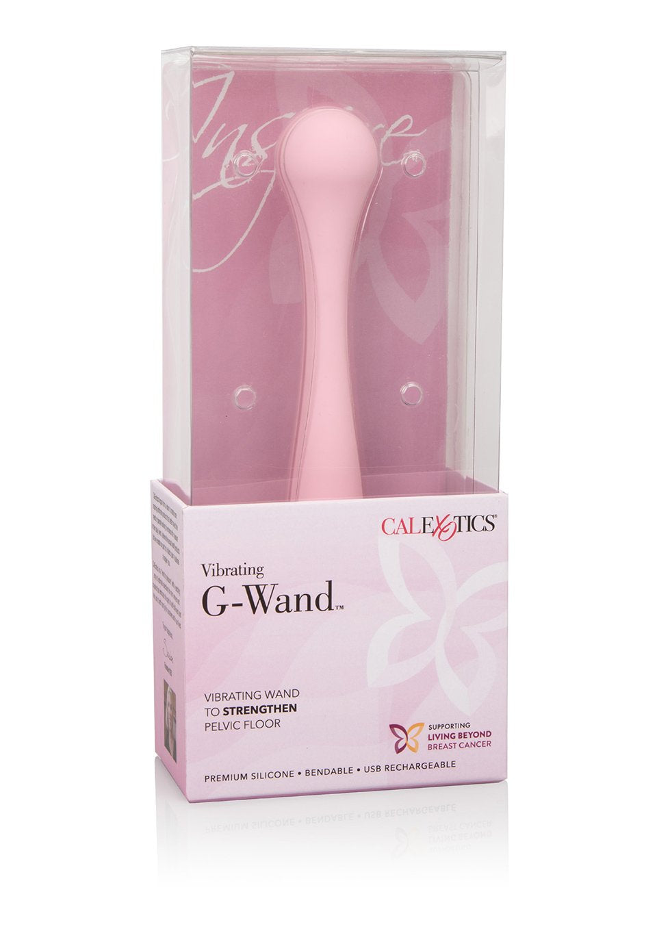 Calexotics Inspire 10-Function Usb Rechargable Waterproof Multi-Direction Silicone Bendable Vibrating G-Wand Massager, Pink