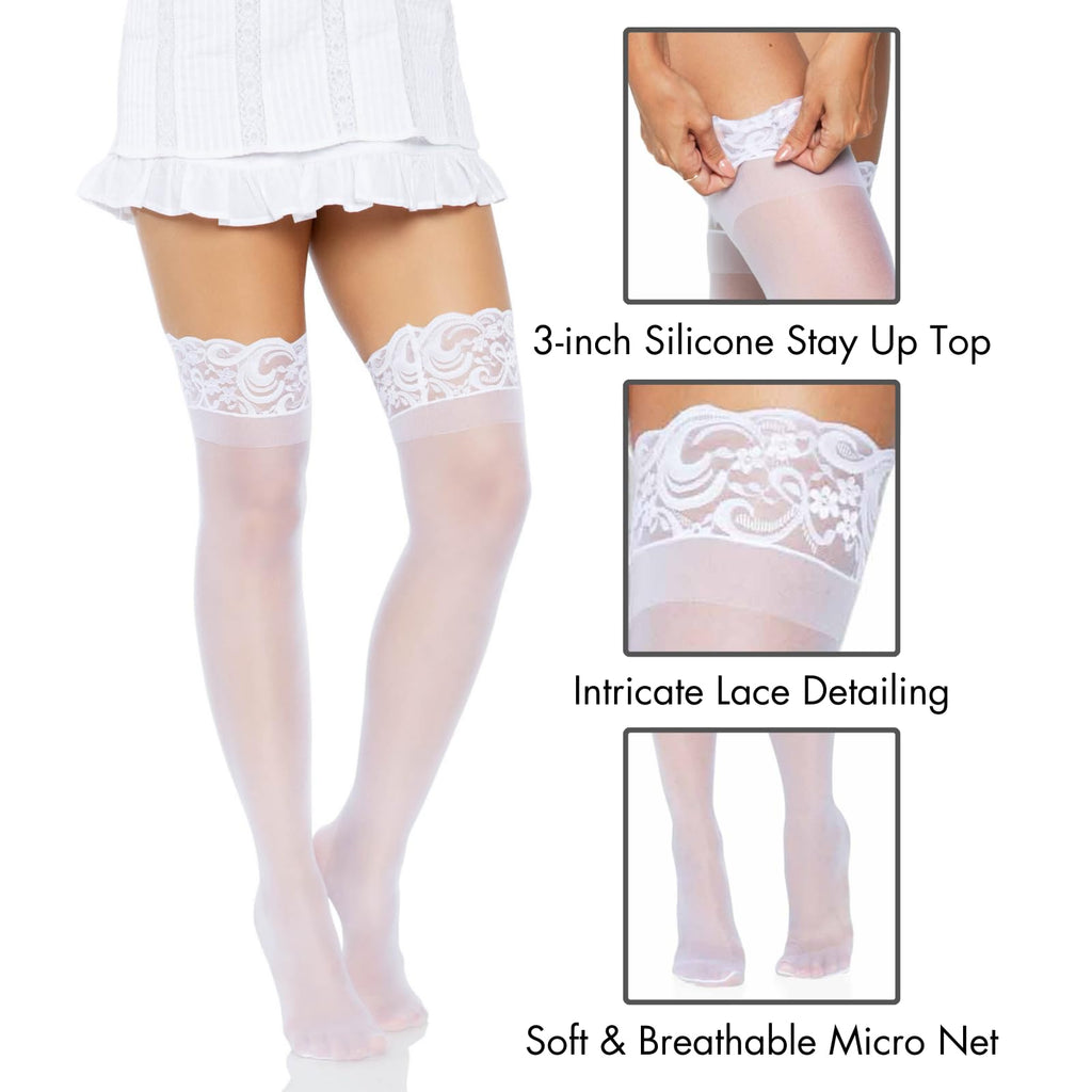 Stay Up Lace Top Spandex Sheer Thigh Highs
