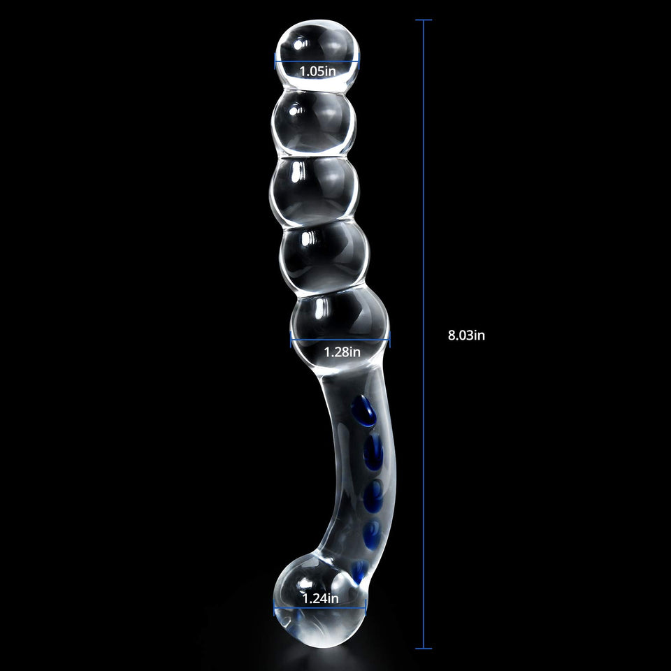 T-Explorer Crystal Glass Dildo Penis Anal Beads Butt Plug Masturbation Personal Massager G-Spot Stimulation Adult Sex Toy For Women