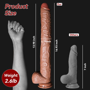 16.93 Inch Super Long Dildo Realistic Huge Big Black Anal Dildo with Small Glans,Giant Dildo Strap on Dildo with Strong Suction