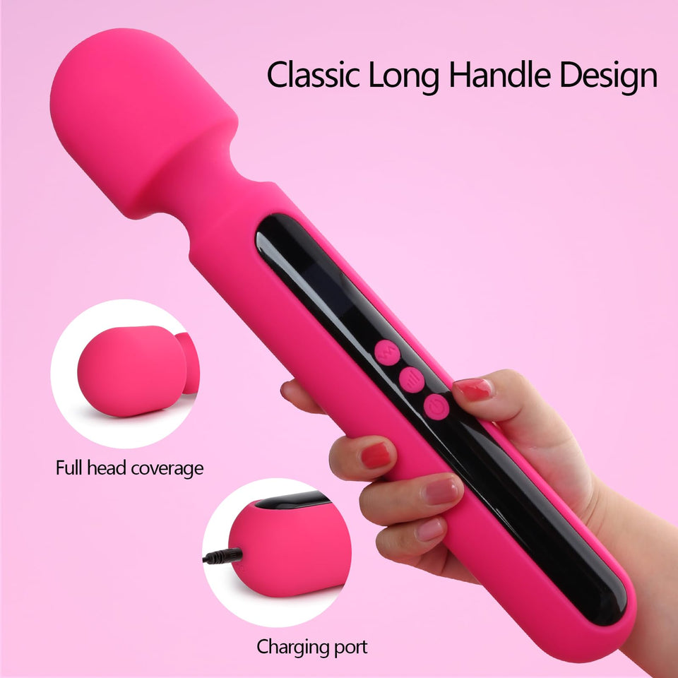 Abmotiy Vibrator Wand, 12 inch Powerful Vibrating Massager Adult Toys with Display 10 Patterns & 4 Speeds, G Spot Vibrator Men W