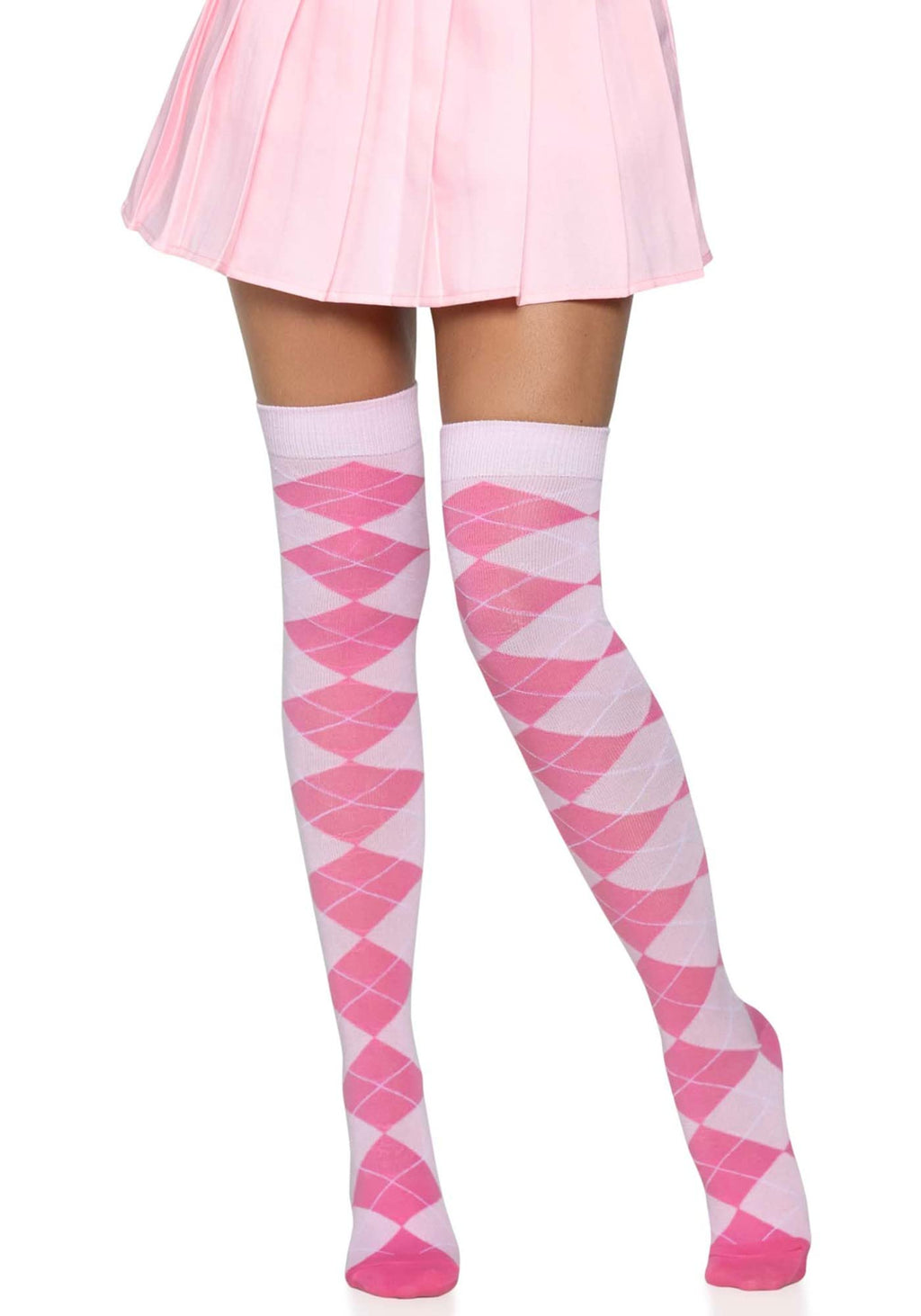 Argyle Knit Over The Knee Sock