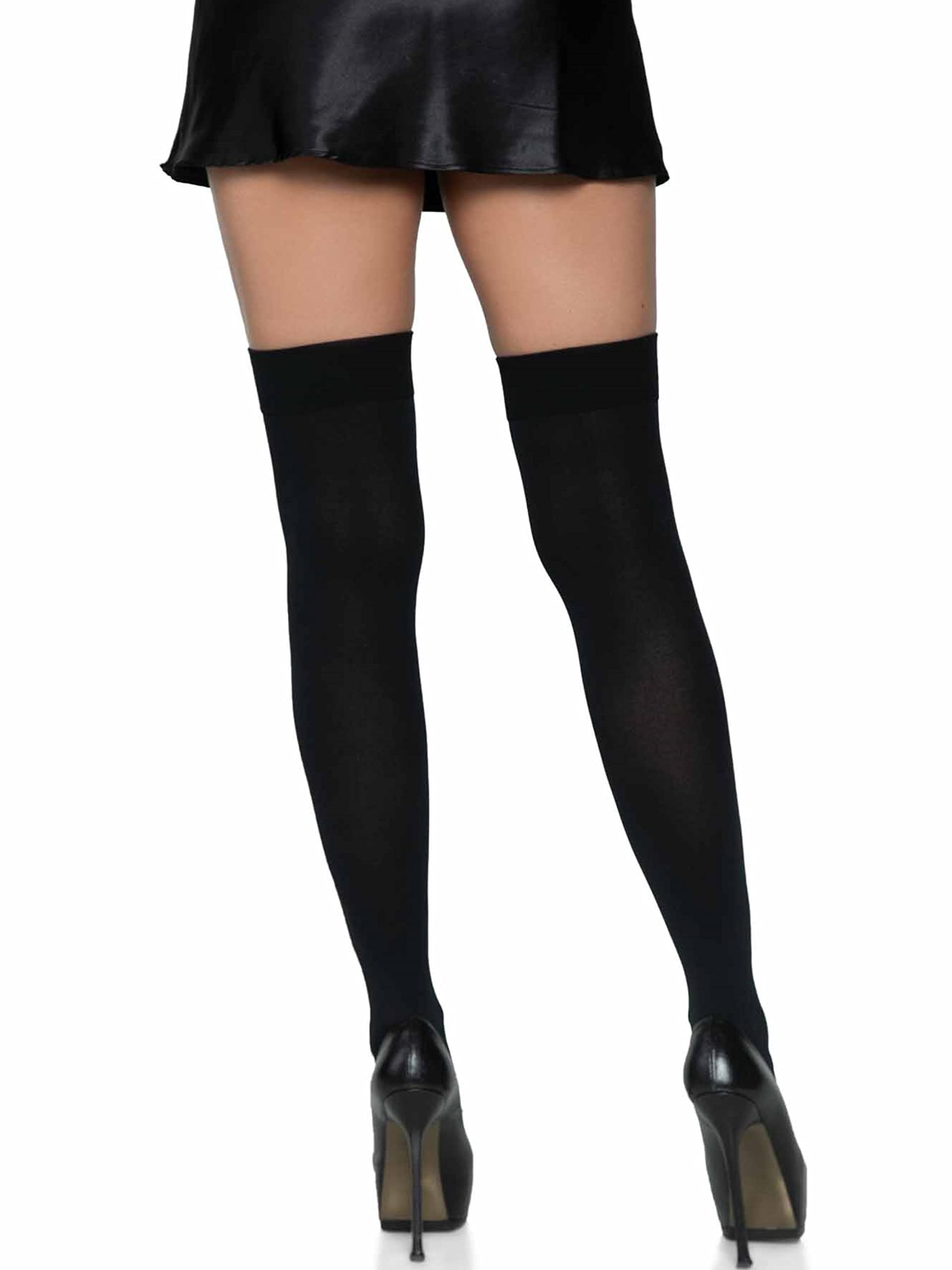 Leg Avenue Women'S Satin Bow Accent Thigh Highs, White/Light Pink, One Size