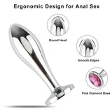Anal Plug Adult Toys, 3Pcs Anal Butt Plug Set Anal Toys Metal Butt Plug with Crystal Diamond Sex Toys for Adult Unisex (Pink)
