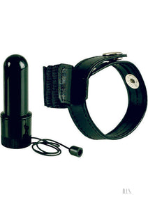 California Exotics Leather Cock Ring With Micro Stimulator
