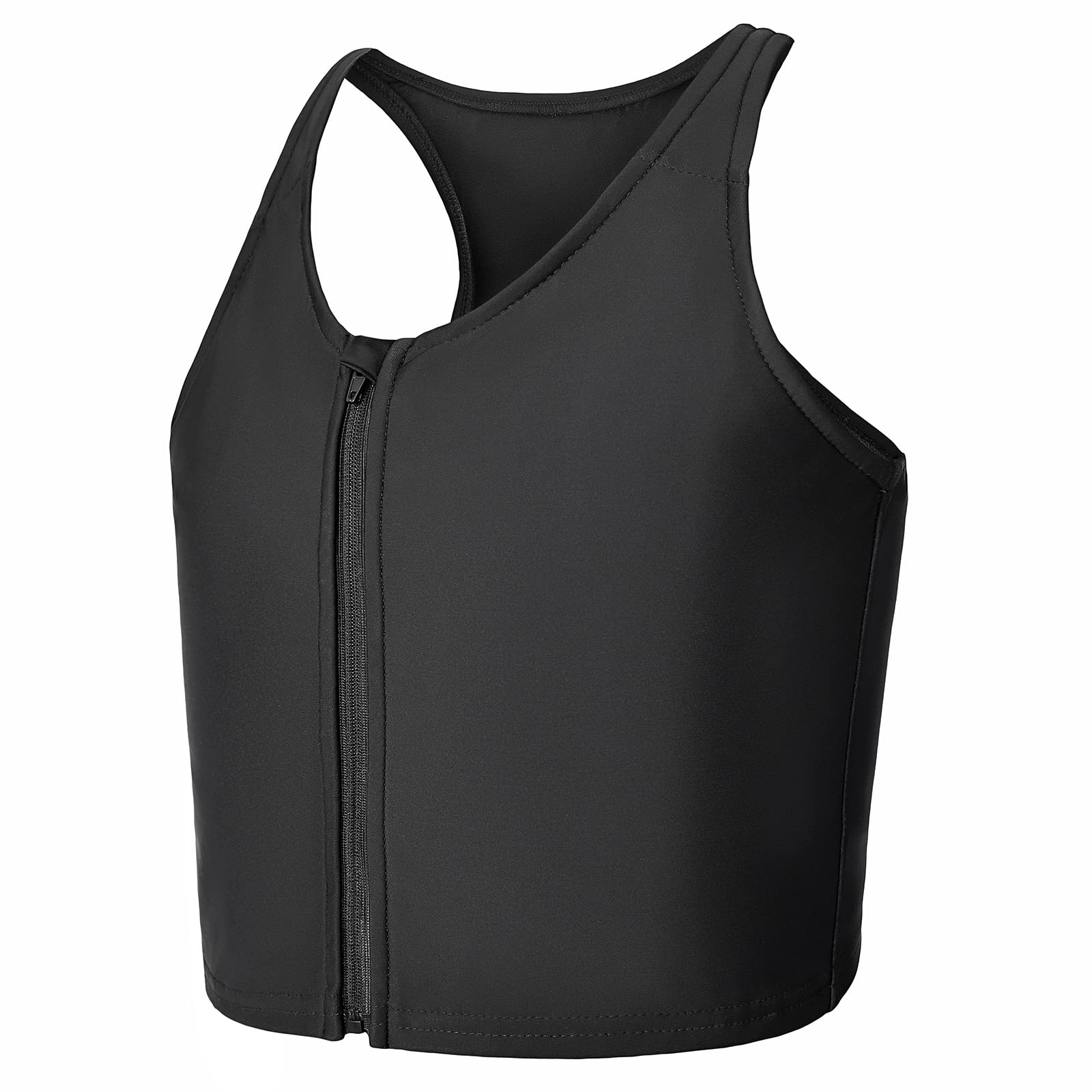 Chest Binder for Transgender, Binder Trans with Zipper Half Length Comfortable Flat Tank Top for Gynecomastia Compression Shirts