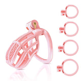 Male Cock Cage Chastity Device - UTIMI Lightweight Plastic Chastity Cage for Man Penis Exercise 3D Printed Pink Large Adult Sex
