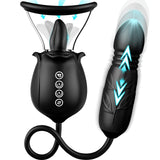 Rose Sex Toy for Womens Sex Toys - 3in1 Rose Nipple Toys with 7 Tongue Licking & 3 Thrusting Vibrator Dildo Adult Sex Toys for C